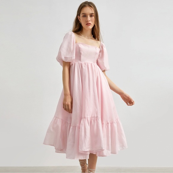 J.ING Ever After Pink Puff Sleeve Mini Dress - Large - Picture 2 of 6